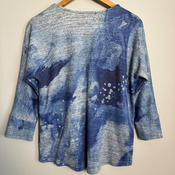Claire Desjardins‎ Women's Blue Art to Wear 3/4 Dolman Sleeve Top Medium - Picture 5 of 12
